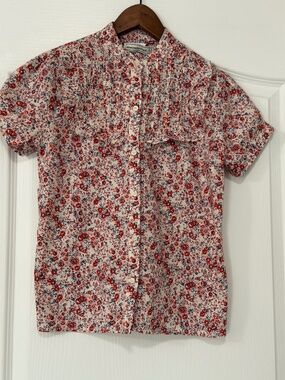Abercrombie & Fitch Floral Ruffle Bib Blouse - XS